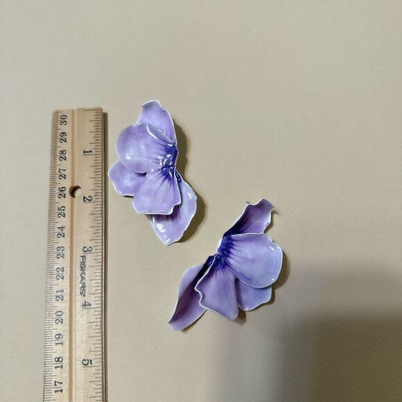 Purple flower earrings N605 - Picture 4 of 4